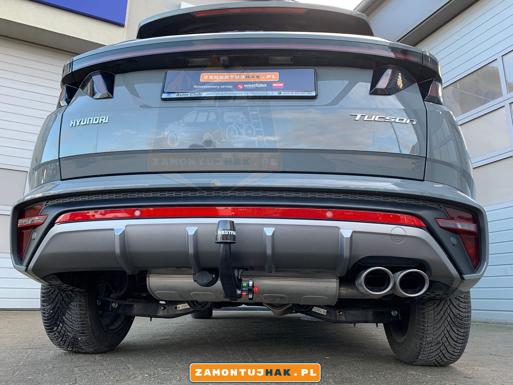 Zbliżenie na hak holowniczy w Hyundai Tucson IV Westfalia 